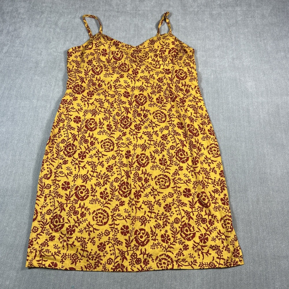 Jones New York Sport Floral Yellow Red Cotton A-Line Dress 12P